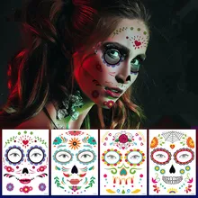 5pcs Facial Makeup Sticker Special Waterproof Face Tattoo Day Of The Dead Skull Face Dress Up Halloween Temporary Tattoo Sticker 5pcs Facial Makeup Sticker Special Waterproof Face Tattoo Day Of The Dead Skull Face Dress Up Halloween Temporary Tattoo Sticker