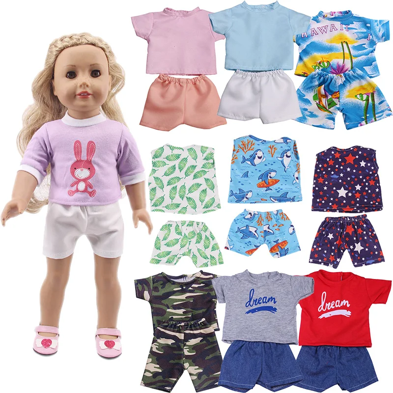 

Get Coupons!Doll Accessories Clothes Set=T-shirt + Shorts For 16-18 Inch Girl Doll & 43 cm New Born Baby Doll,Our Generation
