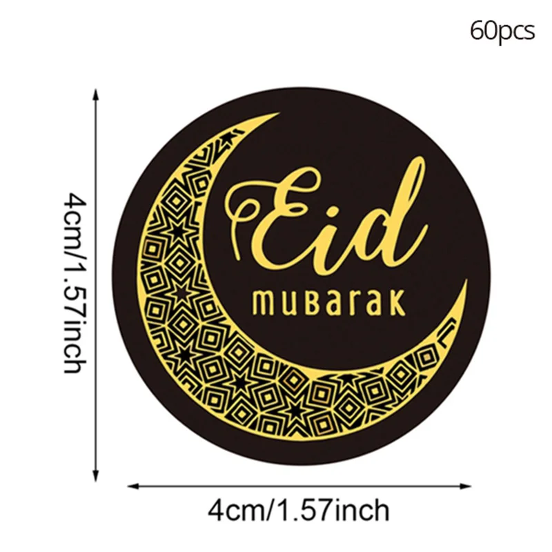 100 шт Eid украшение Мубарак бумажный стикер, этикетка печать 4 см подарочный стикер исламское мусульманское украшение Мубарак Eid Al Adha поставки - Цвет: 60pcs