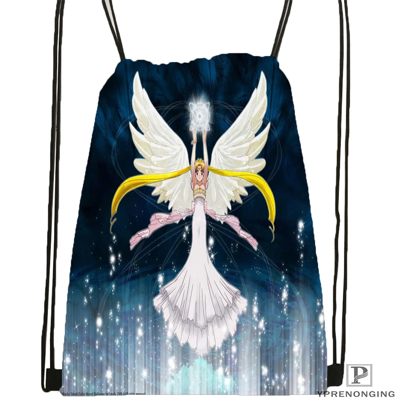 

Custom Sailor Moon Drawstring Backpack Bag Cute Daypack Kids Satchel (Black Back) 31x40cm#180531-02-08