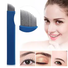 Высокая Класс 100 шт./компл., микро лезвия, для тату бровей, руководство, микро лезвия, Перманентный макияж, стерильные туман бровей Иглы 12 штепселный лезвие для татуажа поставки