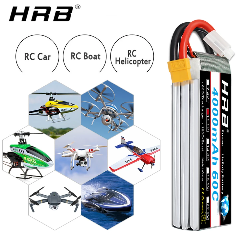 HRB 1800mAh 6S 22.2V 50C LiPo-accu met XT60-stekker compatibel met SAB380 Align 470 ALZRC Devil 380 480 RC helicopter vliegtuig auto's truck buggy Truggy multicopter drones HRB 1800mAh 6S 22.2V 50C LiPo-accu met XT60-stekker compatibel met SAB380 Align 470 ALZRC Devil 380 480 RC helicopter vliegtuig auto's truck buggy Truggy multicopter drones