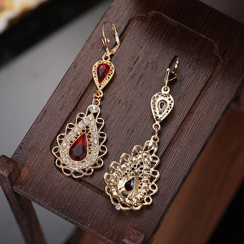 Drop Earrings Dome Teardrop Earrings European Bridal Decorative Jewelry Earring French Hook Water Drop Rhinestone