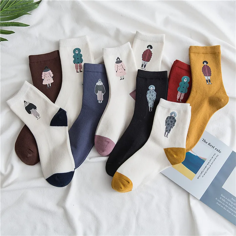 SP &amp CITY/комплект из 5 пар хлопковые носки с героями мультфильмов женские зимние