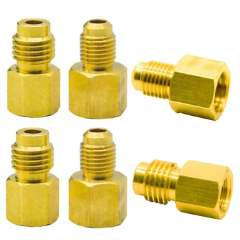 

6 Pcs 6015 R134A Brass Refrigerant Tank Adapter to R12 Fitting Adapter 1/2 Female 1/4 Male Flare Spool Adapter