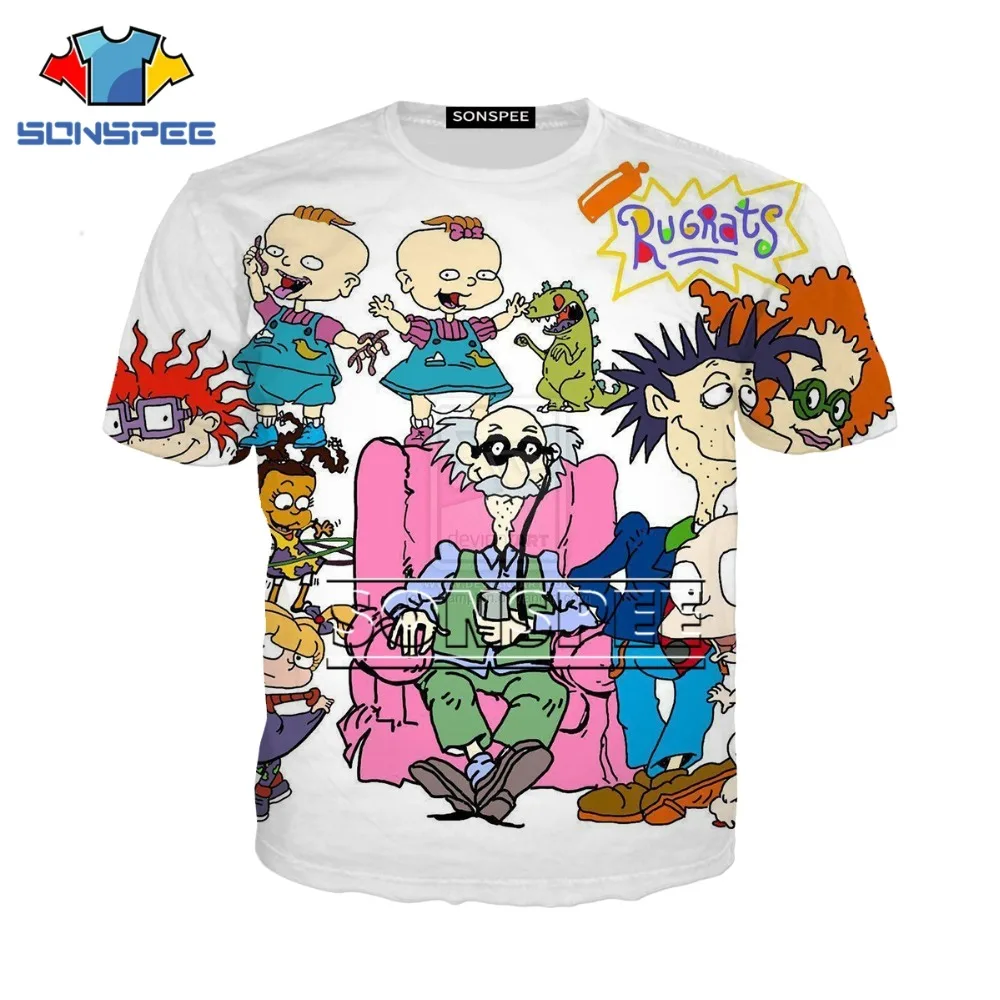 Футболка Rugrats летние топы женские футболки с 3D принтом Femme забавные повседневные короткий рукав Харадзюку футболки для женщин g2