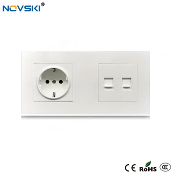 

NOVSKI EU Electrical Socket RJ11 Tel RJ45 CAT6 10Gb COM Data Socket , White PC Panel Wall Socket 86*172mm, 2020 New Arrival