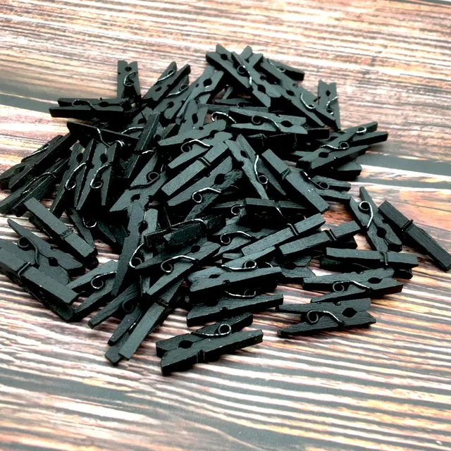 50Db Matt Fekete Barkács Karácsonyi Fotó Fal Mini Fa Klip 25X3 Mm Környezeti Kis Ruhacsipesz Gyermekek Ruhacsipeszei - Image 3