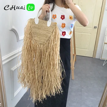 

Straw Bag for Women New Tote Bag Ladies Handbags Women Luxury Designer Long Tassel Ladies Hand Bags 2020 Free Shipping