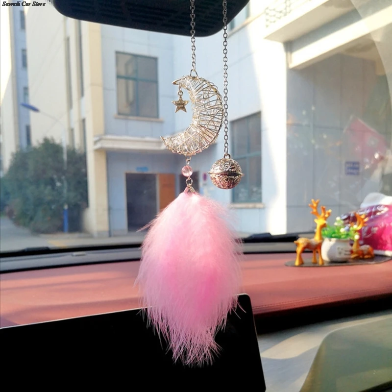 Car Dream Catcher Feather Pendants White Pink Fluffy Feather Soft Hanging Ornament Auto Home Wall Pendant Decoration Gifts New