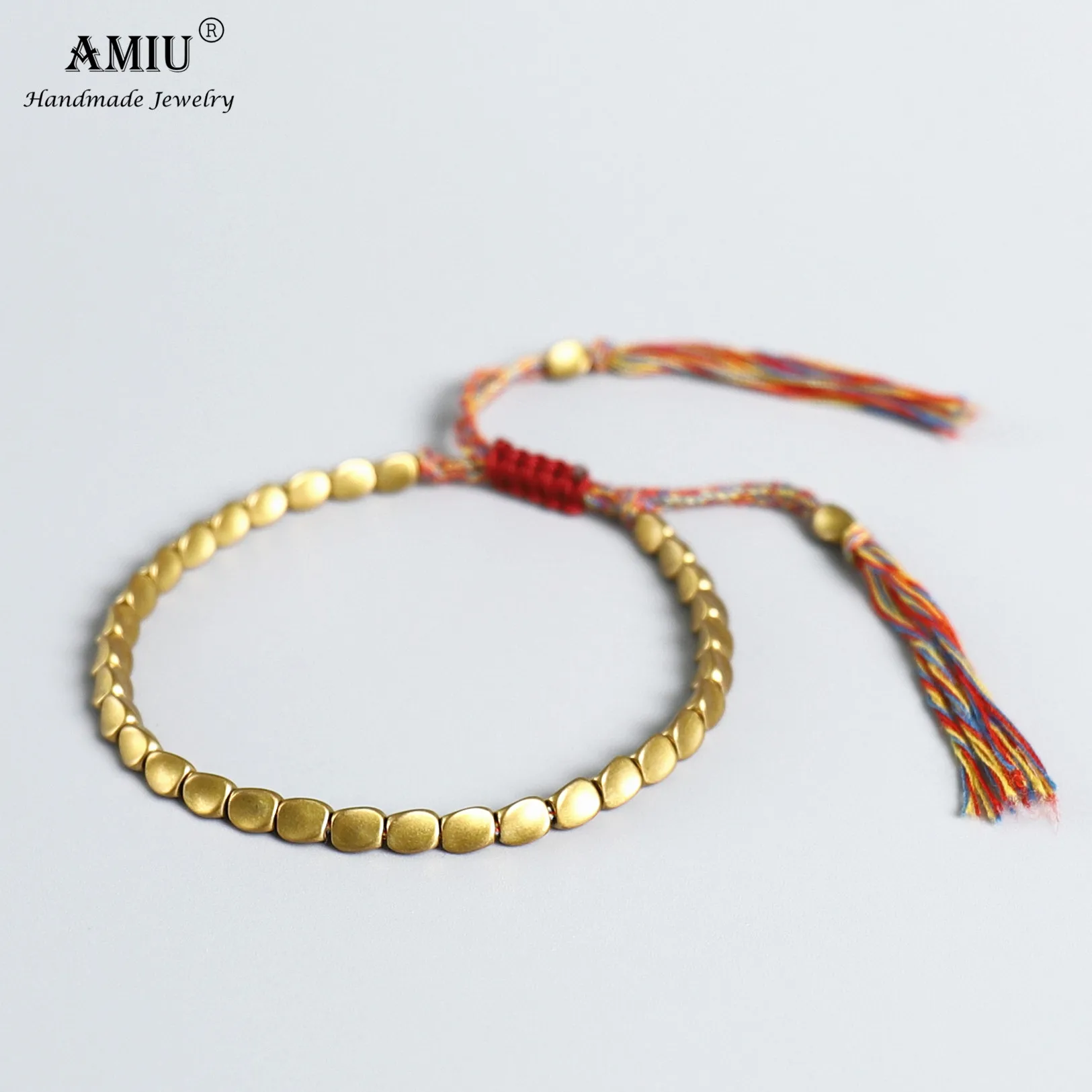 AMIU Handmade Cotton Thread Tibetan Copper Beads Lucky Rope Bracelet & Bangles For Women