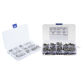 

150Pcs M5 Button Head Hex Socket Head Cap Bolts Screws Nuts & 170Pcs M4 Hex Socket Button Head Screw Nut
