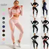 2/3PCS Seamless Women Yoga Set Workout Sportswear Gym Clothing Fitness Long Sleeve Crop Top High Waist Leggings Sports Suits 1