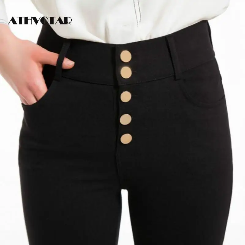 ATHVOTAR 6XL размера плюс черные брюки-карго с высокой талией женские брюки женские уличные офисные зимние Стрейчевые брюки женские