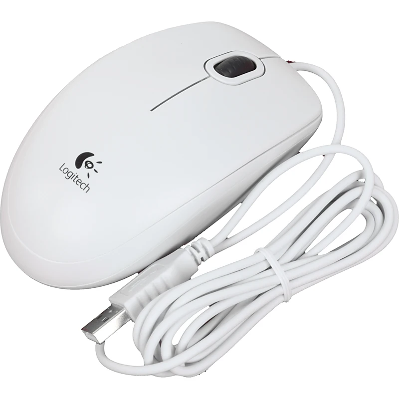 Мышь LOGITECH B100, проводная, USB, белый