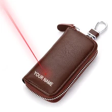 Персонализированные сумки для ключей из натуральной кожи для мужчин/женщин, коробка для ключей, гравировка вашего имени на чехол для ключей