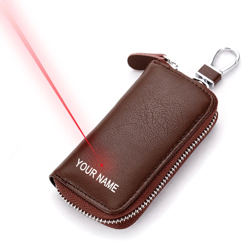 

Personalised Key Bags Genuine Leather Man / Woman Key Box Free Engraving Your Name on The Key Case