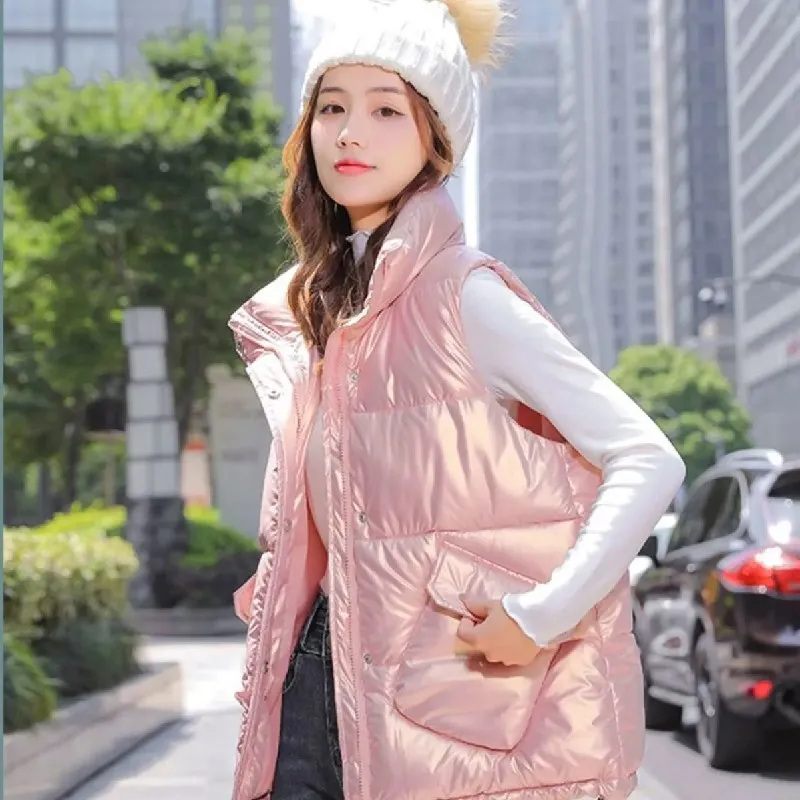 

2021 New High quality Down Cotton Waistcoat Women's vest Autumn Winter Vest Jackets Sleeveless All-match Outwear Female Coats
