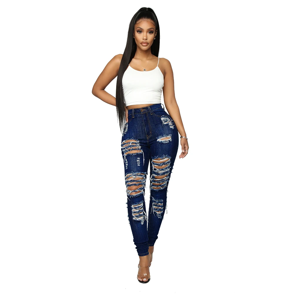 

Womens Fashion Casual Washed Ripped Jeans