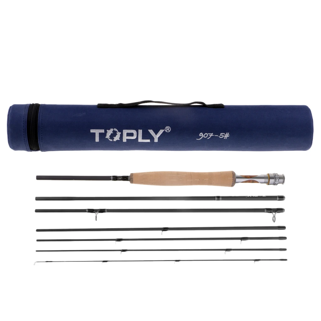 7-Pieces Traveler Fly Fishing Rod 46T Carbon Rod 9ft Fly Rod with Tube Case