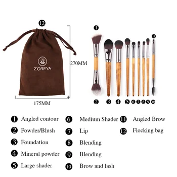 

9-piece ImitationWalnutCosmetic Cover Brush ForBeginners Portable Artificial Fiber Beauty Brush Soft Does Not Irritate The Skin
