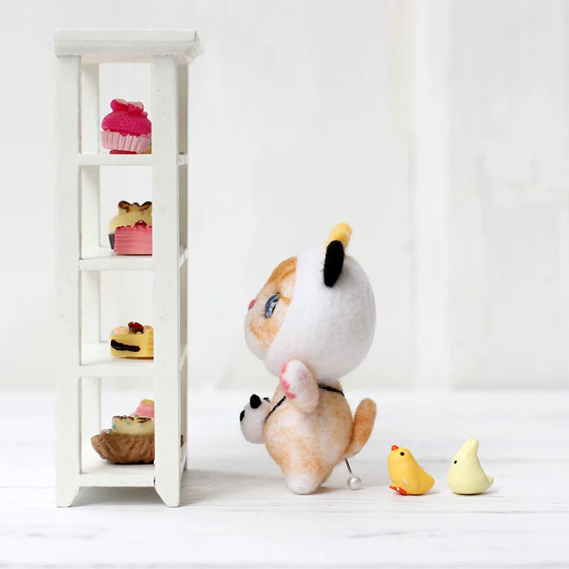 Non Finished Wool Felt Kit DIY Handcraft Cat Doll Wool Felt Non Finished Poked Material Kit Sewing Accessory Tools 7.5x5x3.5cm