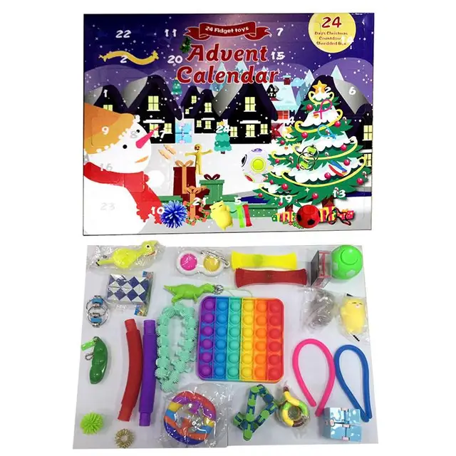 2021 Fidget Toys Advent Calendar Christmas Gift 24 Days Pack Set Anti Stress Kit Stress Relief Figet Toy Blind Box Kids Gift B