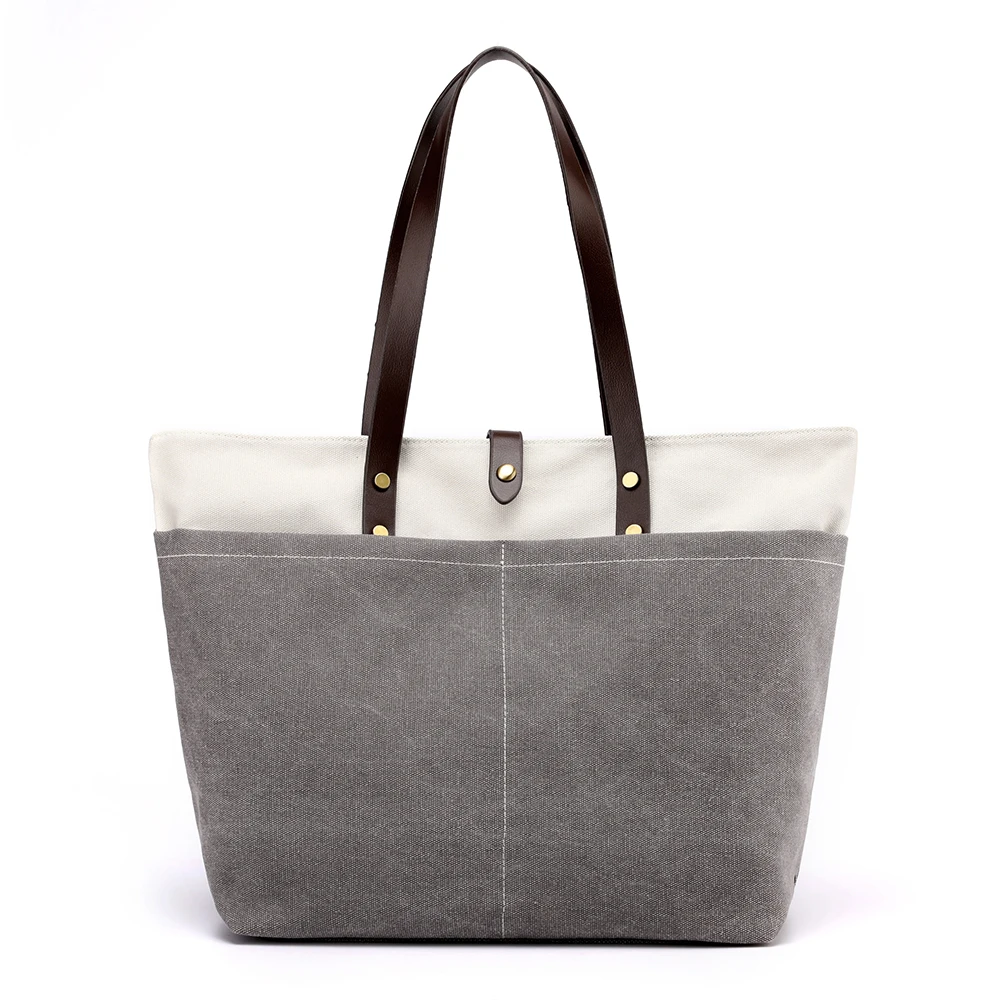 

Women's Fashion Canvas Shoulder Bag Large Capacity Casual Handbag KVKY Soft Patchwork Tote