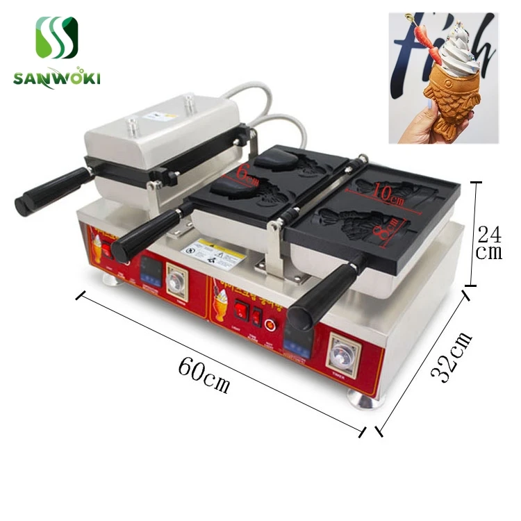 

Digital Japanese Fish Taiyaki Maker Ice Cream Taiyaki Machine Electric Snapper Machine with Recipe Fish Waffle equipment