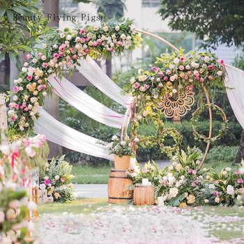 

Iron Circle Wedding Arch Props Background Decor Single Arch Shelf Outdoor Lawn Wedding Flower Door Rack Party Decoration Frame