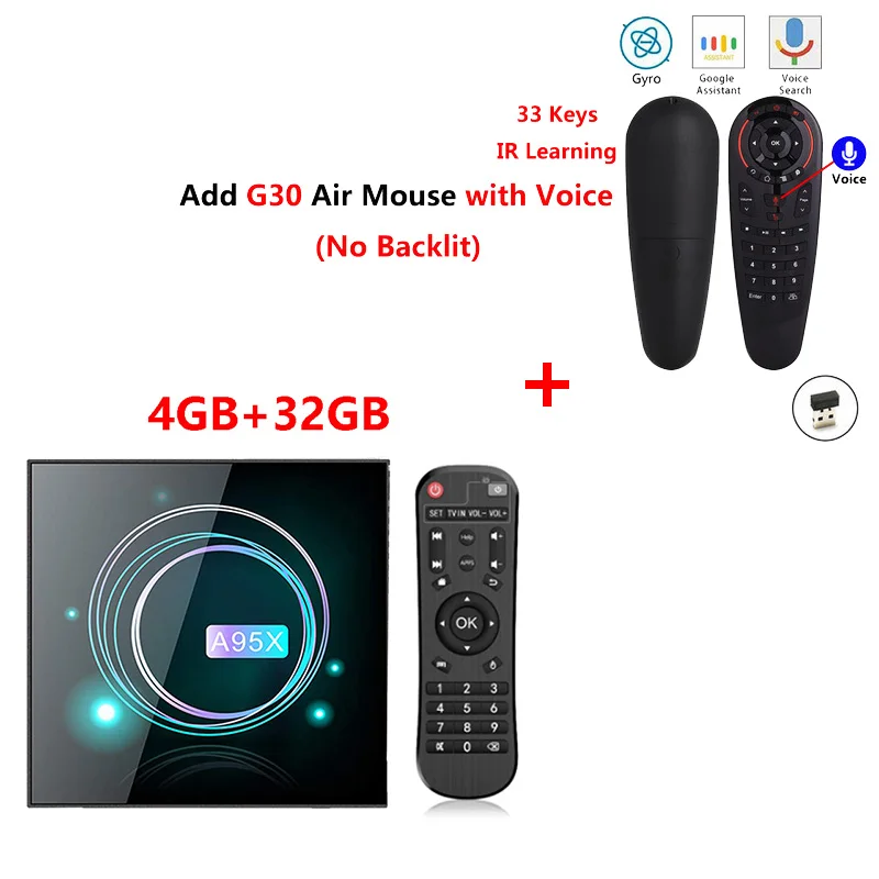 A95X F3 тонкий Android 9,0 Amlogic S905X3 смарт-приставка 2,4G 5G Wifi BT4.1 8k медиа-проигрыватель Google 4GB 32GB android Tv box - Цвет: 4G64G add g30s