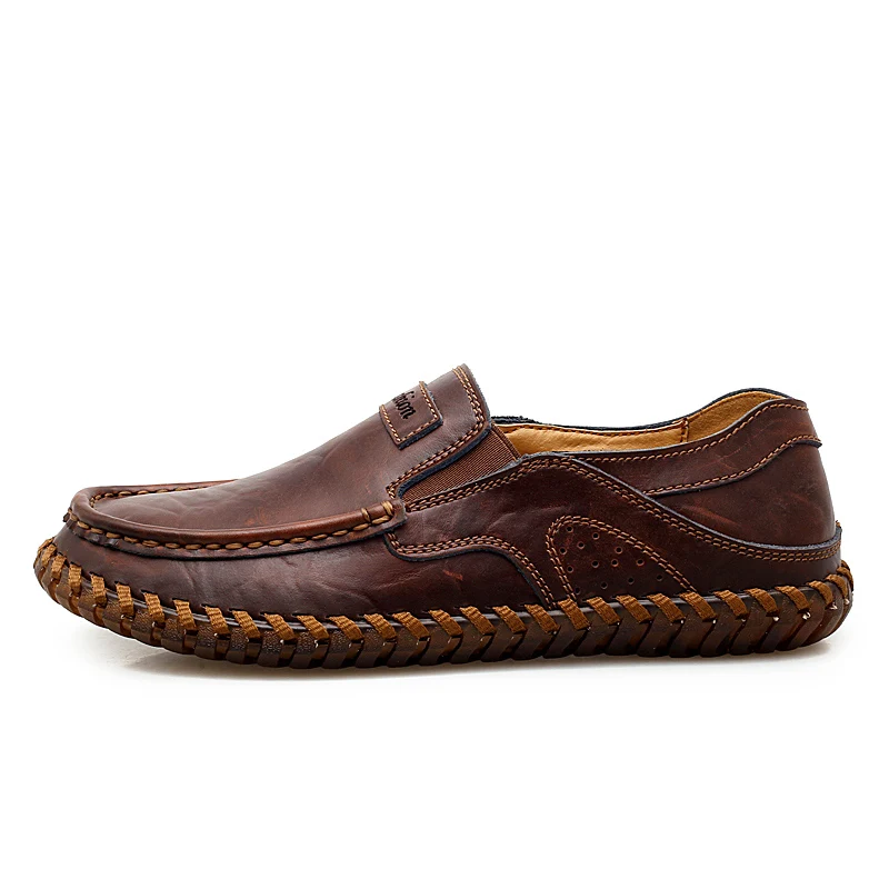 Handmade Genuine Leather men shoes Large size 48 Fashion Men Casual Shoes Autumn Men flats black leather shoes male Footwear