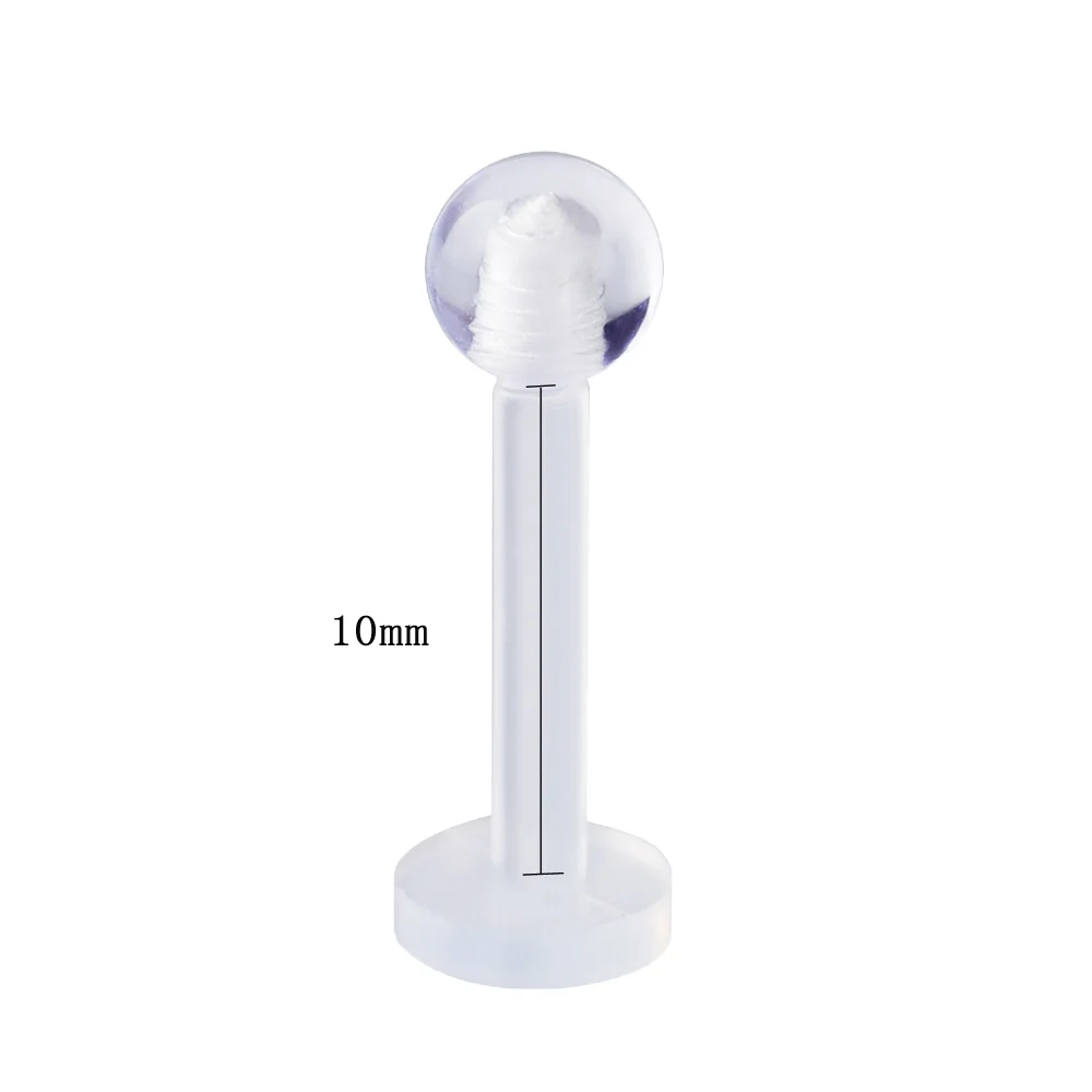 Transparent 10mm 1pc Пирсинг для губ Larbet стержни 14 шт./лот из нержавеющей стали Лабрет для губ кольца для губ ювелирные изделия для тела сексуальные женские аксессуары - Окраска металла: Transparent 10mm 1pc