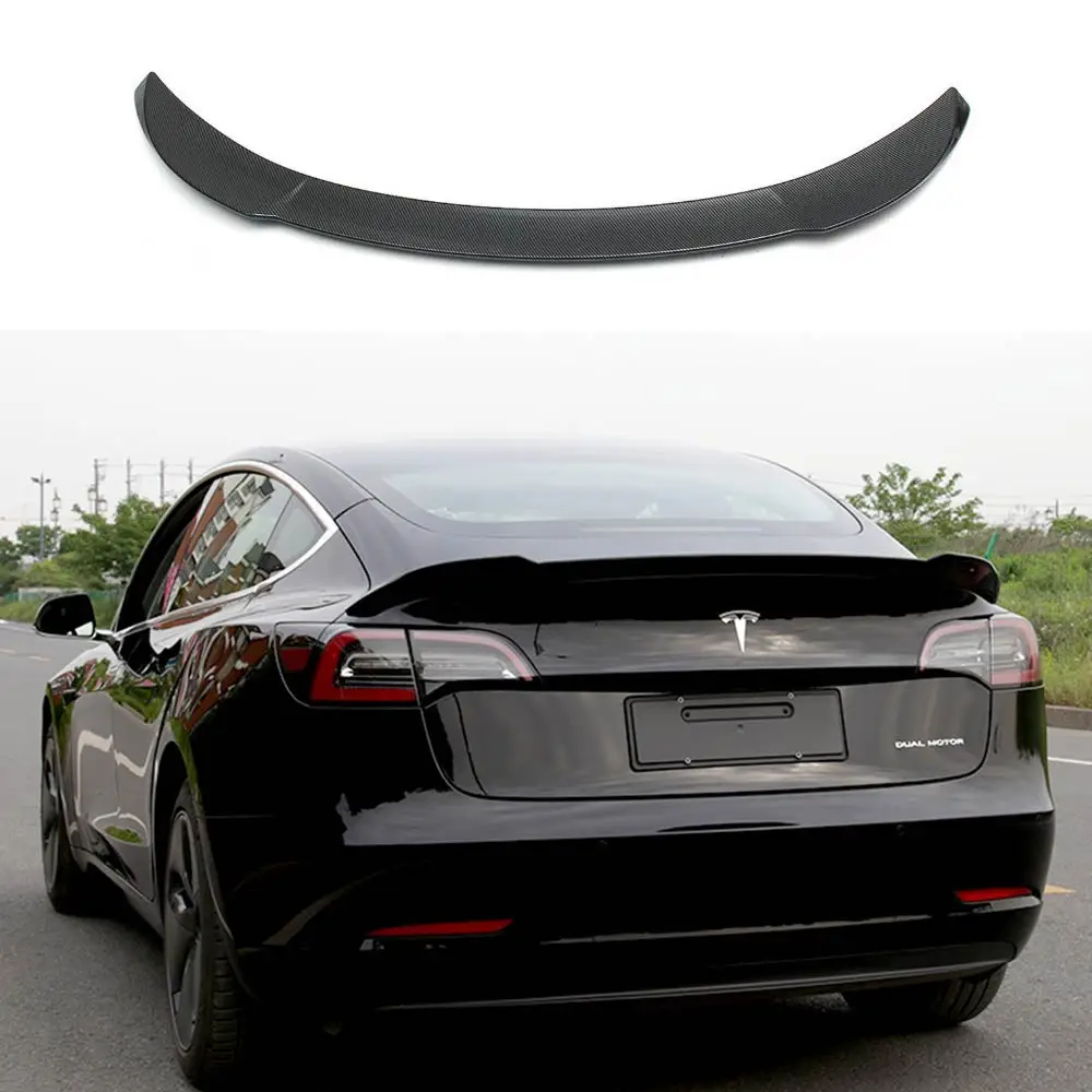 Стайлинга автомобилей углеродное волокно ABS Пластик Tesla модель 3 задний спойлер для автомобильные аксессуары