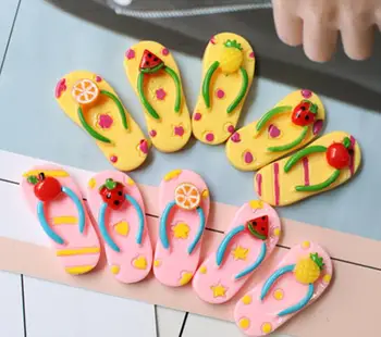 

Kawaii Flatback Cute Resin Fruit Slippers Kids DIY Craft Supplies Clothing Decorative Hair Accessories Charm Crafts
