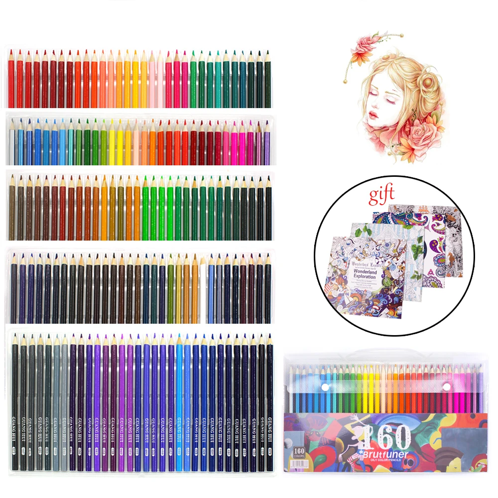 

Professional Colored Pencils Drawing 160 Colored Wooden Pencils for Drawing Set Sketch Art for Children Simple Pencil For School
