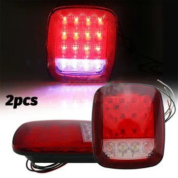 

2pcs 16 LED Stop Tail Turn Signal Light Brake Clearance Marker Lights Red/White for Jeep YJ JK CJ Truck Trailer