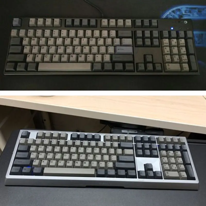 

Dolch Black Gray Mixed Thick PBT 108 Keycaps OEM Cherry Profile ANSI Layout Bi-Color Injection Over Molding Keycap WXTA