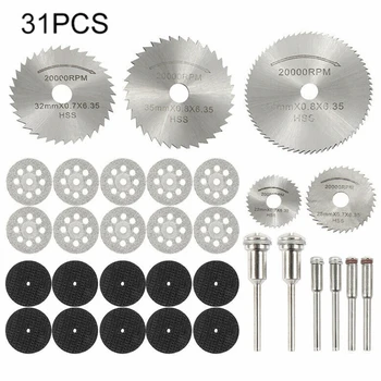 

31Pcs Diamond Hand Cutting Disc Resin Cutting Wheel Saw Blade Grinding Mandrel Set For Rotary Drill Power Tools