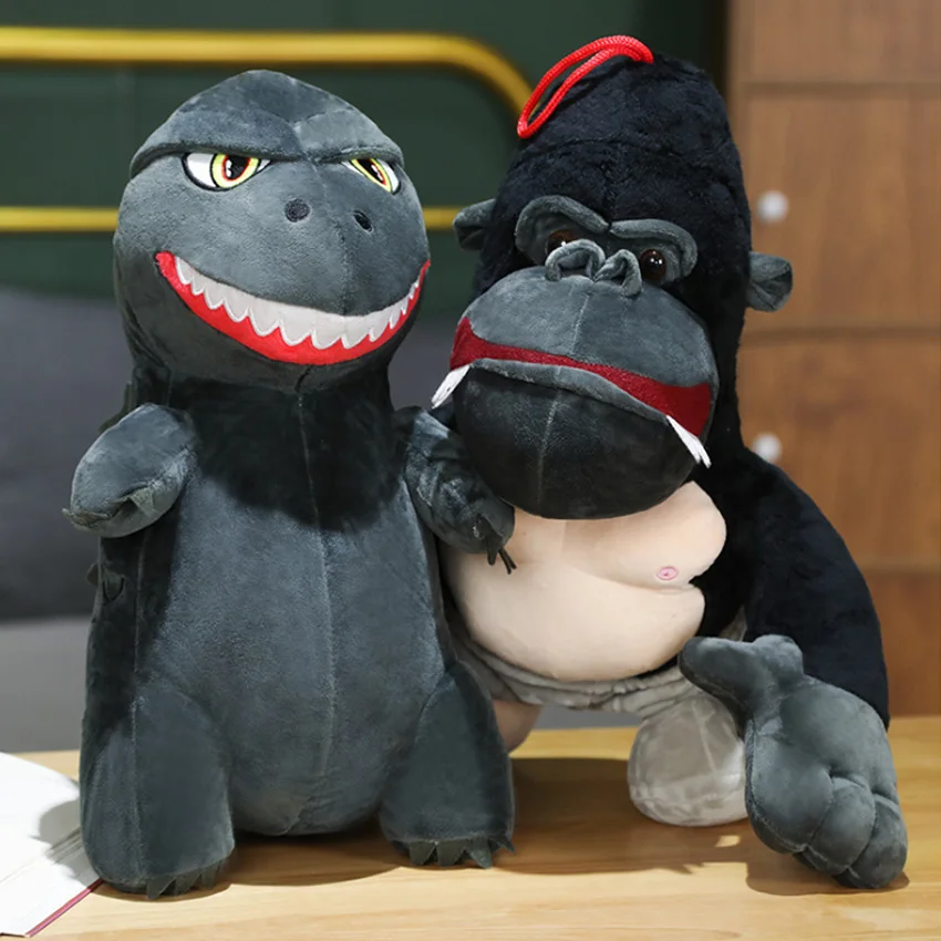 

Hot Fierce Dinosaurs vs Gorilla cartoon plush toy Soft simulation Stuffed Animal Dino chimpanzee baby toy Room decoration doll