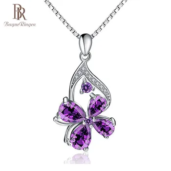 

Bague Ringen Unique Designer 925 Sterling Silver Pendant Purple Amethyst Pendant Woman Jewelry Engagement Lady Party Gift