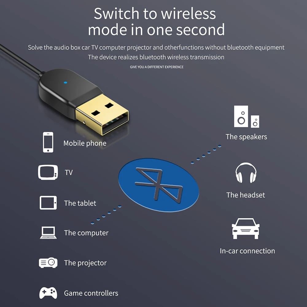 Беспроводной Bluetooth передатчик приемник 5,0 автомобильный Aux 3,5 мм адаптер для динамика