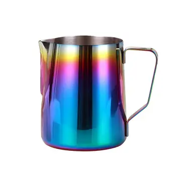 

Milk Frothing Pitcher Jug for Latte Art, Rainbow Color Coffee Mugs Stainless Steel Milk Steaming Frother for Espresso, 350/600ml