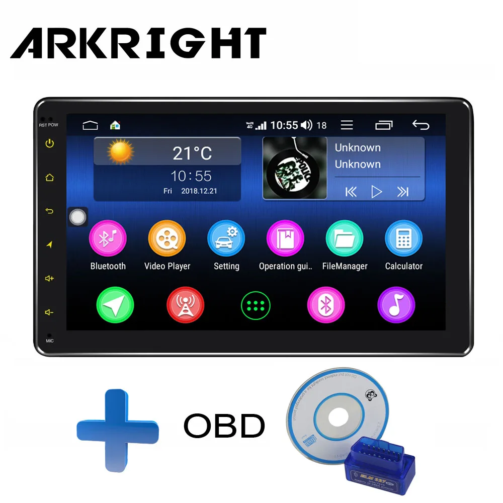 ARKRIGHT " 2 din ips Android 8,1 автомобильный dvd-плеер Android Автомагнитола 4+ 64 Гб DSP поддержка 4G sim-карта Восьмиядерный Carplay gps - Цвет: HU-OBD