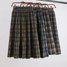 12,10 винтажная плиссированная шерстяная юбка миди с высокой талией для женщин, зимние женские юбки saia saias ladies faldas