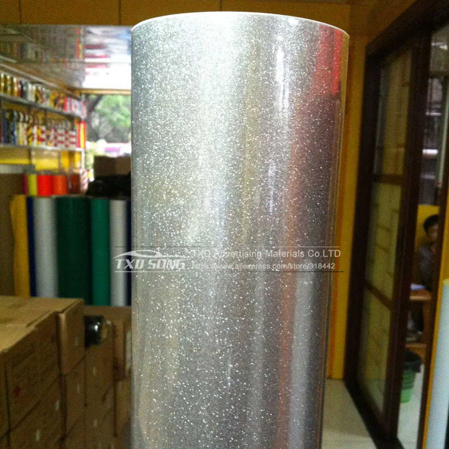 

10/20/30/40/50/60x152CM High glossy silver Diamond pearl glitter wrapping vinyl film Glossy silver diamond glitter car sticker