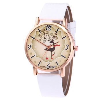 

Christmas Quartz Watch for Women Electronic Watch Xmas Deer Wrist Watches Dial with PU Strap LL@17