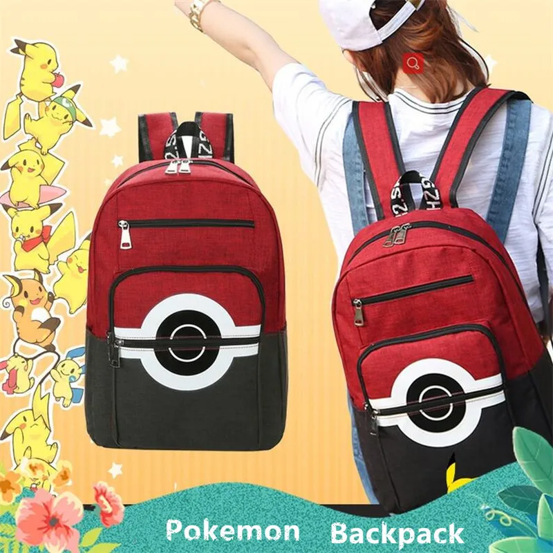 

Hot New Japan Anime Game Pokemon Backpack Poke Ball Cosplay Canvas Student Schoolbag Knapsack Gift