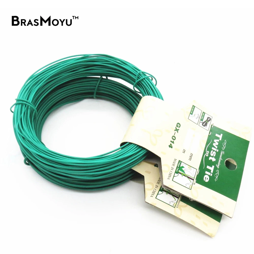 1PCS 12/15m Plant Twist Tie Garden Wire Green Cable Tie Coated Wire Garden Bonsai Outlet for Holding Branch BRASMOYU plant ties bonsai wires