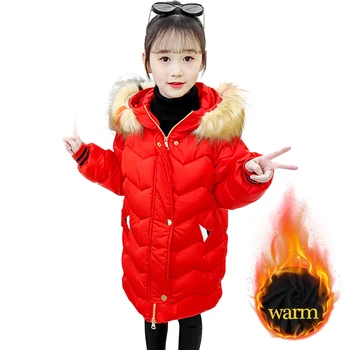 

Girls Parka Coat Thick Warm Coat Girl Fur Hoodies Coat Kids Casual Style Children's Winter Clothes